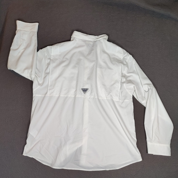 Columbia PFG Long Sleeve Fishing Vented Shirt Mens 2XL Solid White Tamiami - Picture 2 of 15